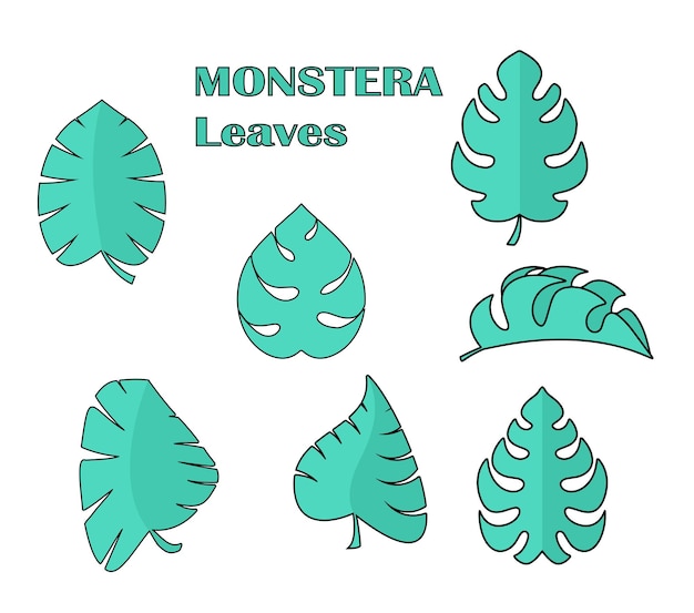 Monstera blad groene silhouet Vector pictogram tekening