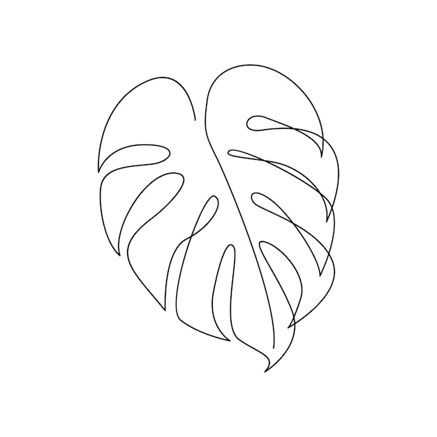 Vector monstera continuous line illustration