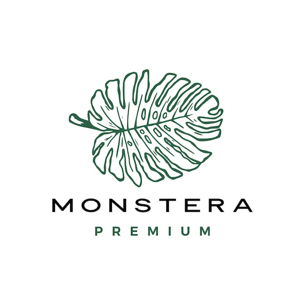 Illustrazione dell'icona del vettore del logo della foglia di monstera deliciosa deliziosa