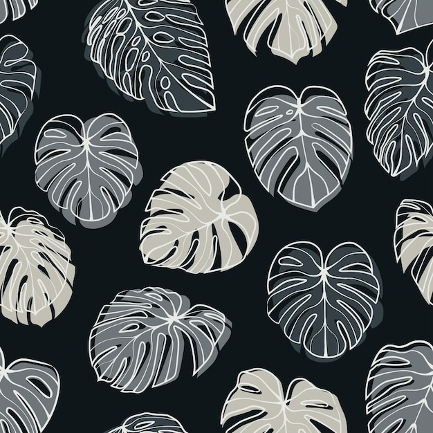 Monstera deliciosa leaf seamless pattern.