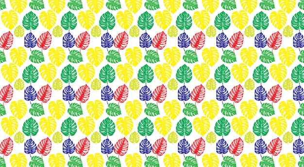 Monstera Floral leaves seamless pattern green fabric leaf tree wallpaper vector illustration on white background