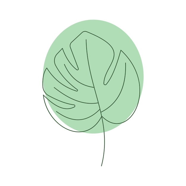 Monstera 잎 라인 아트 등고선 그리기 미니멀리즘 아트