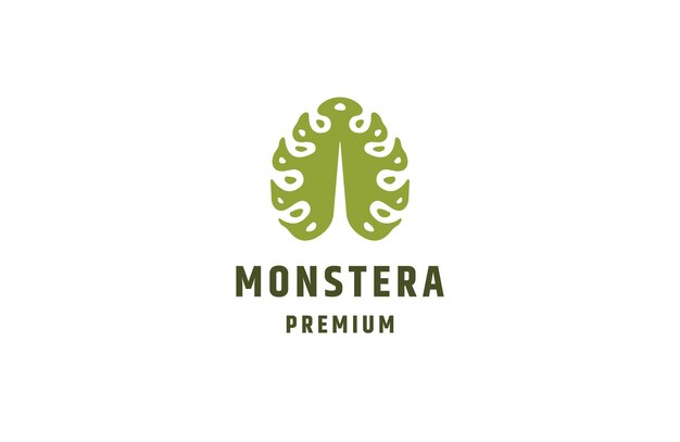 Vettore piatto del modello di progettazione del logo della foglia di monstera