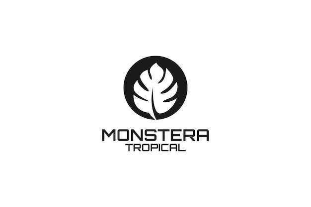 Monstera leaf logo design vector illustration