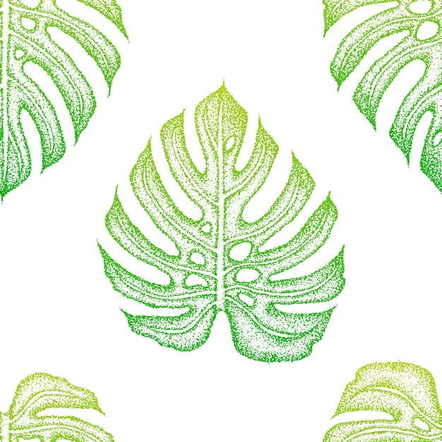 Vector monstera leaf seamless pattern. vector illustration of nature background.