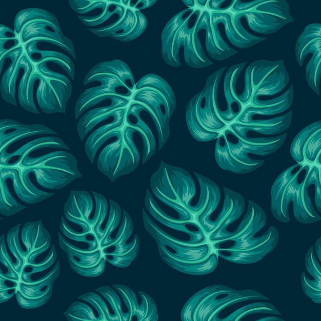 Monstera leaf seamless pattern