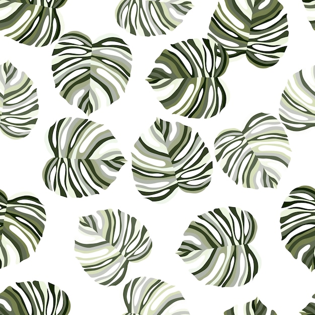 Monstera leaf tropical seamless pattern palm leaves endless background Botanical wallpaper