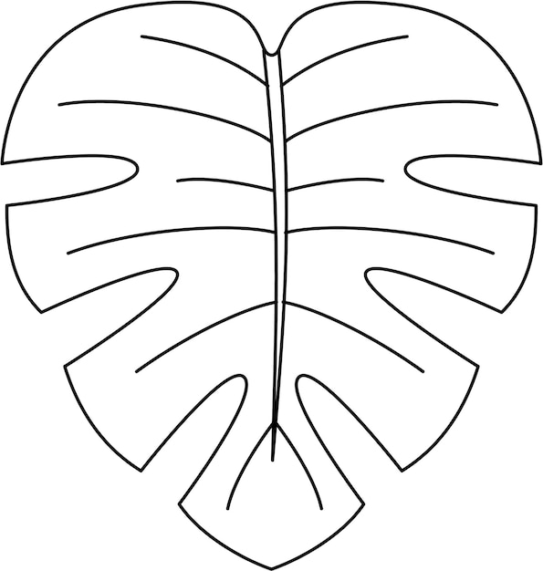Вектор Значок вектора листьев монстера черно-белый