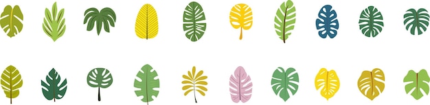 Monstera Leaves Doodle Sticker Flat Design Collection