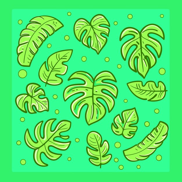 Monstera leaves pattern illustration vector design