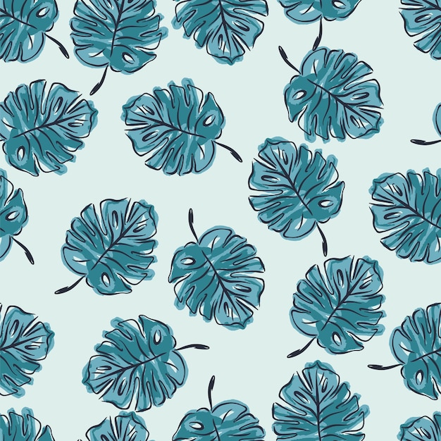 Monstera leaves seamless pattern background