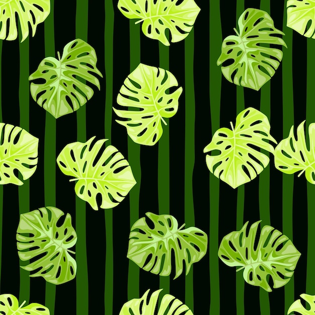 Monstera leaves seamless pattern Exotic jungle plants endless wallpaper Leaf background Hawaiian rainforest floral backdrop