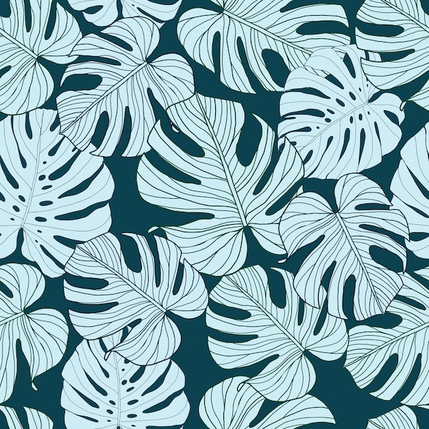 Monstera leaves seamless pattern for textile or wallpapers Vector tropical leaves background