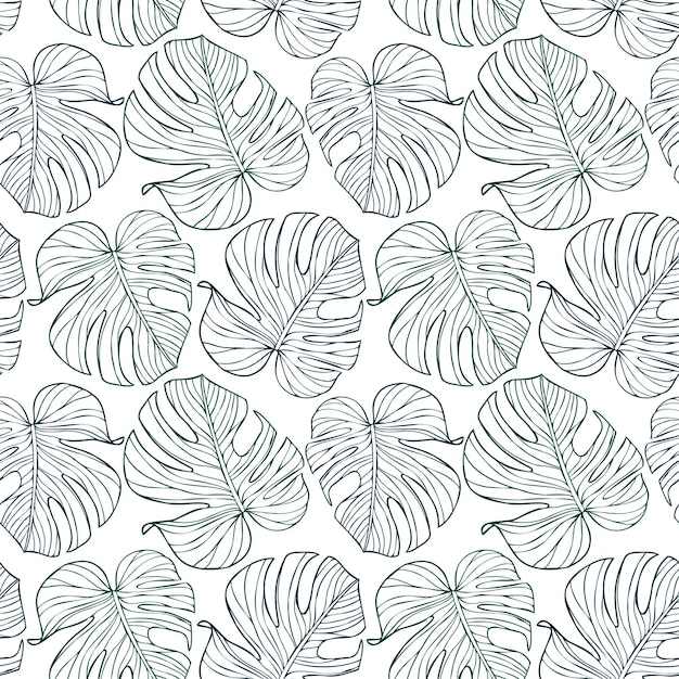 Monstera leaves seamless pattern for textile or wallpapers vector tropical leaves background