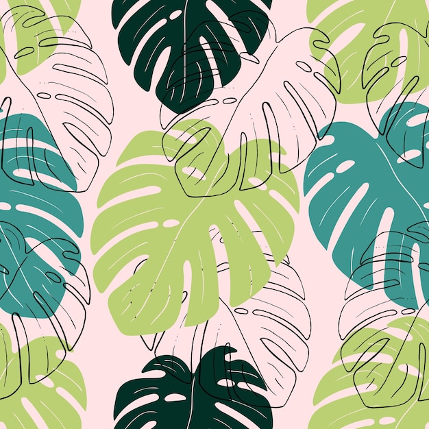 Monstera leaves seamless pattern for wallpapers textiles papers fabrics web pages Tropical orna