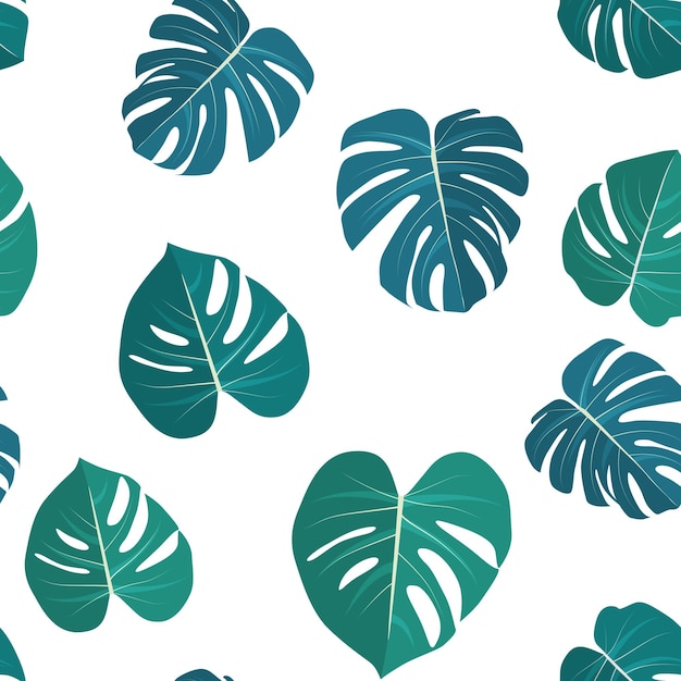 Monstera leaves seamless pattern