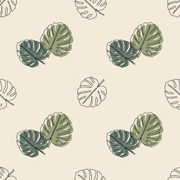 Monstera tropical leaves seamless pattern