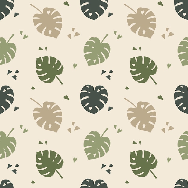 Monstera tropical leaves seamless pattern