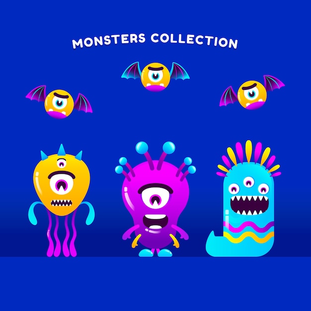 Vector monstercollectie in gradiëntstijl