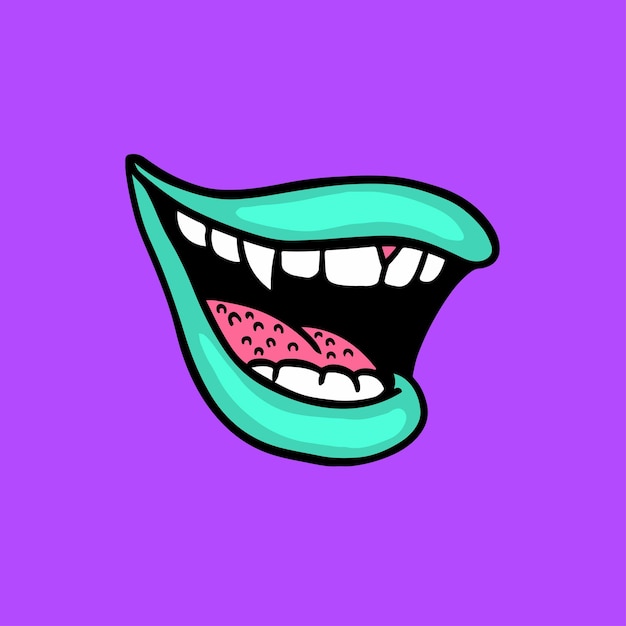 Vector monsters mouth with tosca lips symbol icon design social media post flat vector illustration