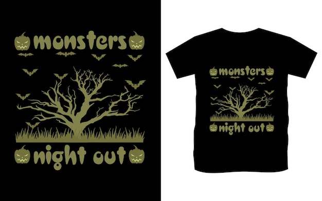 Monsters night out Halloween tshirt design