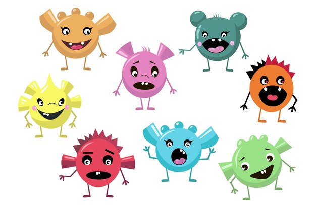 Vector monsters set of cartoon cute character