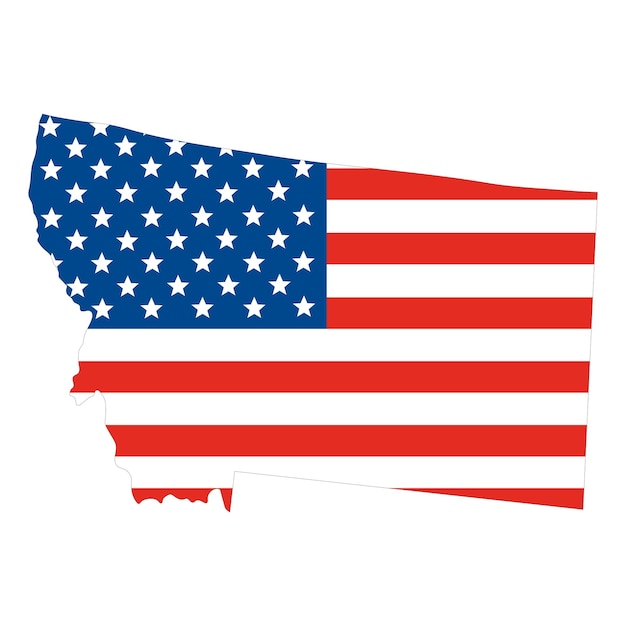 Montana met vlag van de VS Kaart van de VS
