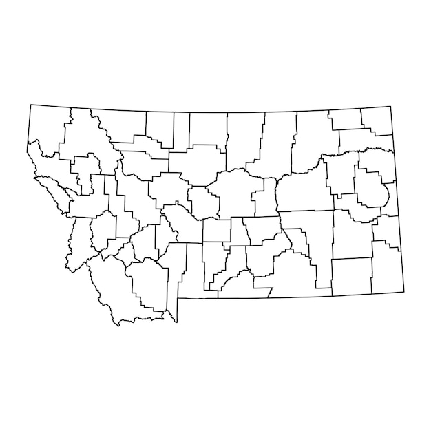 Карта штата монтана с векторной иллюстрацией округов