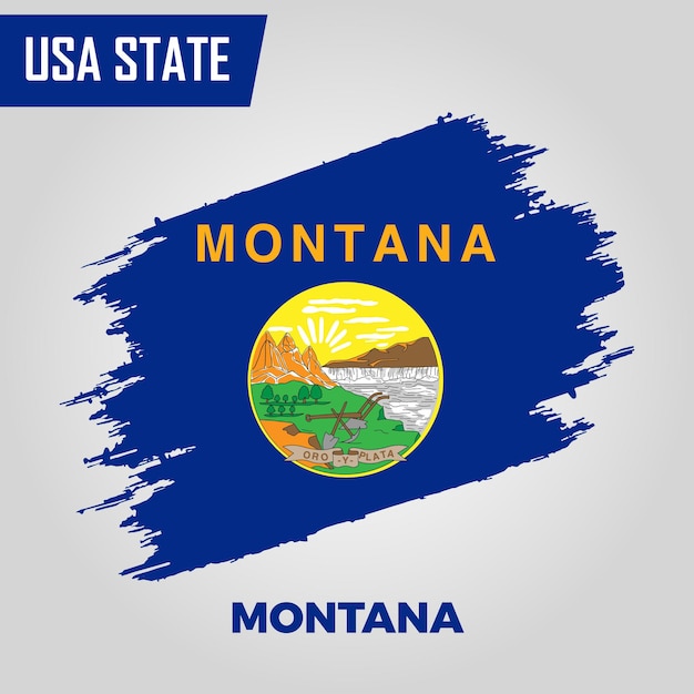 Montana State Region of United States of America Grunge Vector flag template