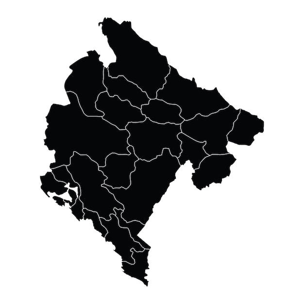 지역 지역이 있는 몬테네그로 국가 지도 벡터