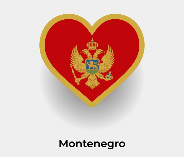 Montenegro flag heart shape icon vector illustration