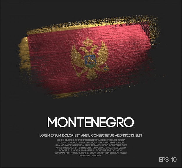 Montenegro Flag Made of Glitter Sparkle Brush Paint