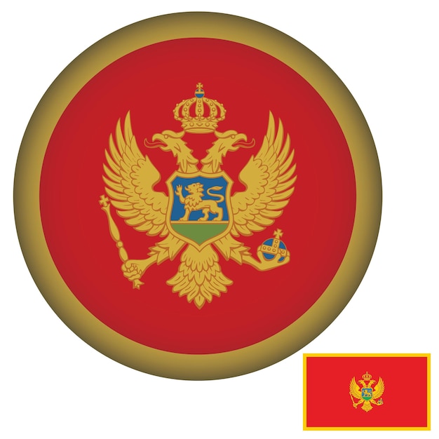 Vettore forma rotonda della bandiera del montenegro