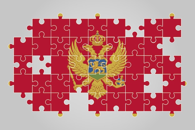 Montenegro flag shape of jigsaw puzzle vector puzzle map Montenegro flag for children