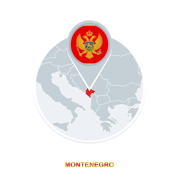 Montenegro kaart en vlag vector Kaartpictogram met gemarkeerde Montenegro