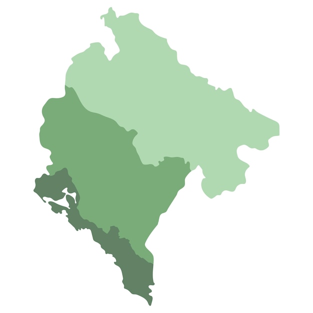 Montenegro map Map of Montenegro in three main regions in multicolor