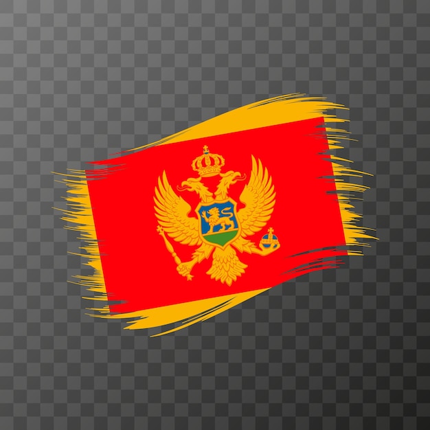 Montenegro nationale vlag Grunge penseelstreek Vector illustratie op transparante achtergrond