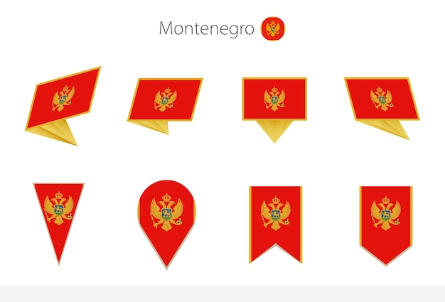 Montenegro nationale vlagcollectie acht versies van Montenegro vectorvlaggen