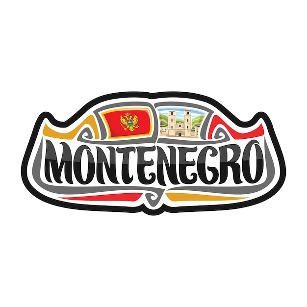 Illustrazione del ricordo di viaggio del distintivo del logo della bandiera dell'autoadesivo del montenegro