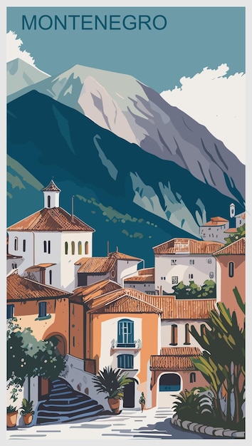 Vector montenegro travel poster