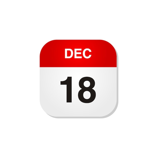 Month December Calendar Icon Vector Template