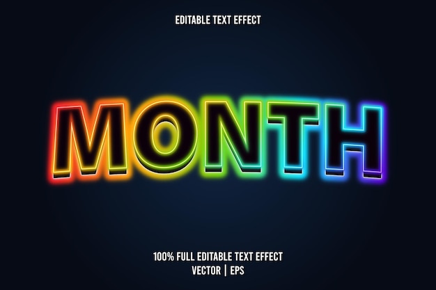 Month editable text effect neon style