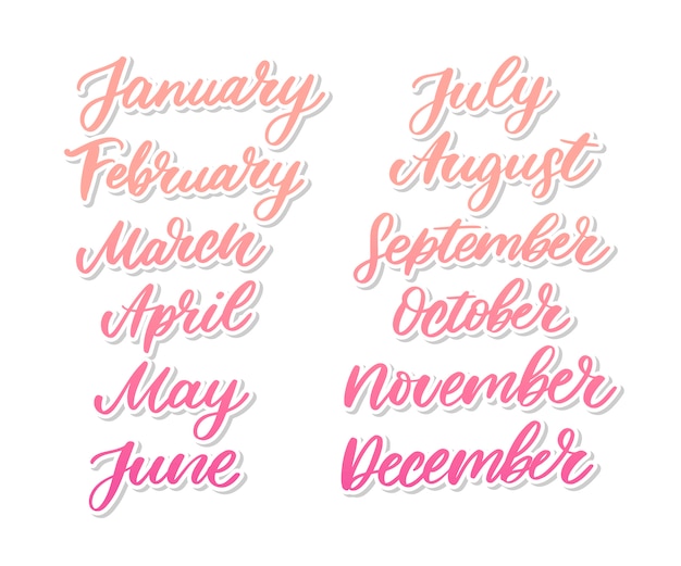 Vector month lettering