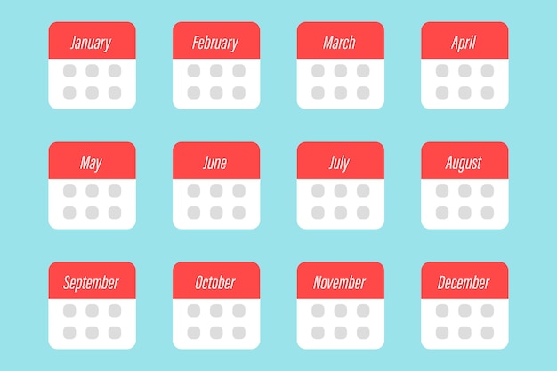 Vector month names words for calendars and organizers