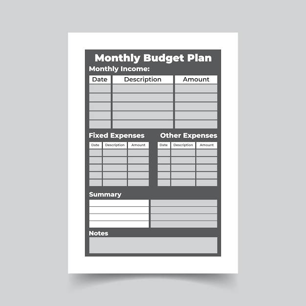 Modello di piano di budget mensile piano di reddito mensile