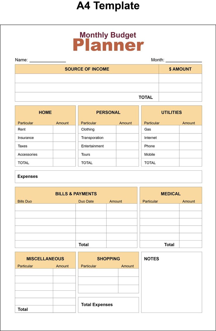 Vector monthly budget planner, planner, monthly savings plan, savings plan, income &amp; expense plan