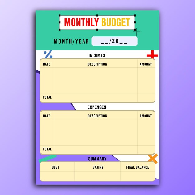 Premium Vector | Monthly budget planner template design