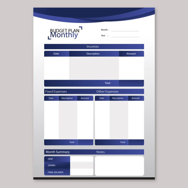 Monthly budget planner template