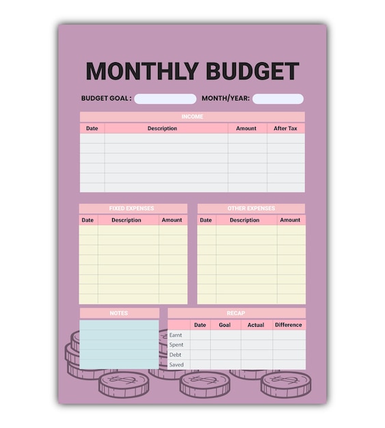 Monthly  Budget planner template