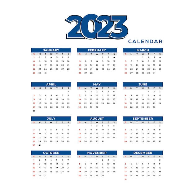 Calendario mensile calendario del nuovo anno 2023 in stile vettoriale minimo